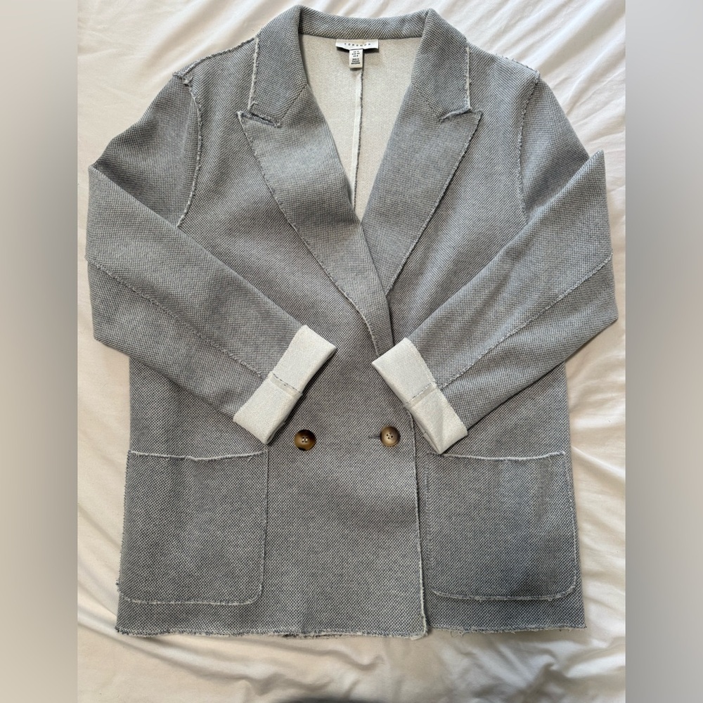 Topshop Light Blue/Grey Blazer with White Accents